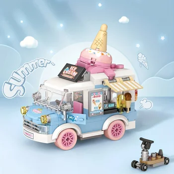 Kawaii Animacinių Filmų Ledų Automobilį, Mini Statybiniai Blokai , Gimtadienio Dovana, Darbastalio Apdaila