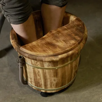 Kedro medienos pėdų mirkymas kibirą 40cm aukštai virš blauzdos pėdos mirkymas kibirą medinių kojų plovimo kibiras snukio vonia svorio drenažo