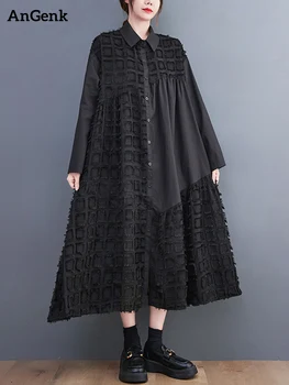 Kratinys Pledas Vintage Marškinėliai, Suknelės Moterims Naujos Ilgomis Rankovėmis Prarasti Atsitiktinis Suknelė Elegantiškas Mados Drabužių Pavasario Rudens 2023