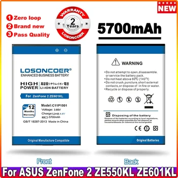 LOSONCOER 5700mAh C11P1501 Baterija ASUS ZenFone 2 Lazerio Selfie ZE550KL ZE601KL ZD551KL Baterijos