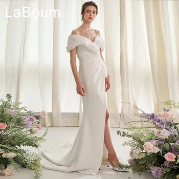 LaBoum nuo Peties Vestuvių Suknelės Moterims Padalinta Plisuotos Šiuolaikinės Spageti Dirželis Vestuvinės Suknelės Skraiste Mariage Užsakymą