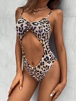 Leopard Swimsuit Moterys 2022 Vieną Vienetų, Maudymosi Kostiumėliai, Tuščiaviduriai Iš Bikini Badpak Maio Biquini Maudymosi Kostiumą Feminino Mujer Trikini