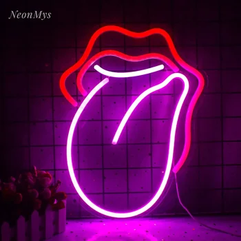 Lūpų Neoninis Ženklas Raudonas Led Didelis Liežuvis Seksualus Neon Požymių Sienos Dekoras USB iki Sienos, Miegamojo Kambarį Šalies Apdaila