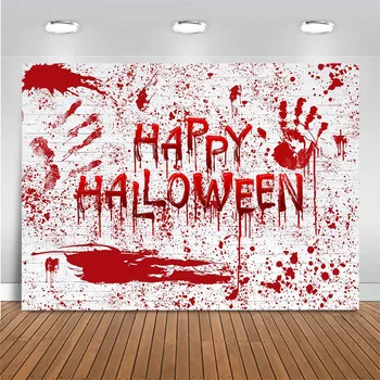 MOCSICKA Happy Halloween Fone Apdailos Kruvinas Handprint Kraujo Purslų Siaubo Šalis Fotografijos Fono Nuotrauką Šaudyti Rekvizitai