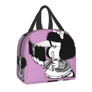 Mafalda Su Notepad Izoliuoti Pietūs Krepšiai Moterų Quino Komiksų, Animacinių filmų Resuable Aušintuvas Šilumos Bento Box Darbo Mokyklą Kelionės