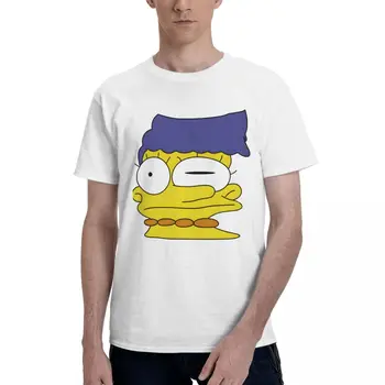 Marge Išteptas Veidas Grafinis Tee Vyrų Pagrindinio trumpomis Rankovėmis T-Shirt Juokinga Viršūnės