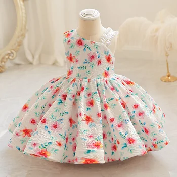 Mažas vaikas suknelė Mergaitėms trumpas stilius princesė asimetriškas sijonas rankovių pommel sijonas spausdinti vasaros gėlių Bohemijos Q150