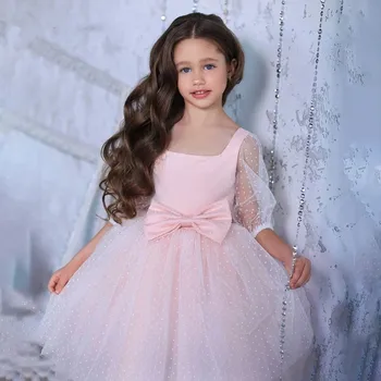 Mielas Aikštėje Apykaklės Gėlių Mergaitės Suknelė Lankas Suknelė Maža Mergaitė Princesė Prom Šalies Bendrystės Gimtadienio, Vestuvių Individualų