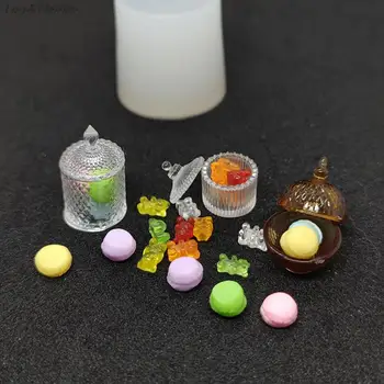 Mini Lėlių Maisto Jar Silikono Formos Lėlės Namas Saldainių, Sausainių Stiklainius Modelis Lėlių Virtuvės Puošmena