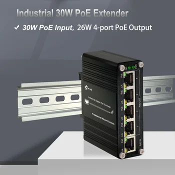 Mini Pramonės Gigabit 30W 90W PoE Extender 1 Iš 4, 10/100/1000Mbps IEEE802.3af/at/bt PoE Kartotuvas Din Rail /Wall Mount
