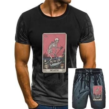 Mirties Taro T-Shirt Vyrams 100 Premium Medvilnė T Shirts Majoras Arcana Helovinas Baisu Skeletas Creepy Tee Marškinėliai Europa
