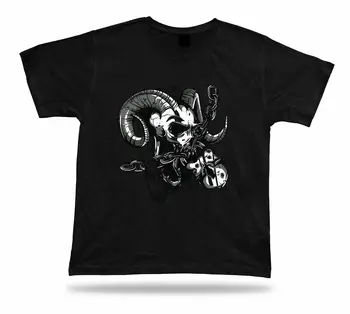 Monstras Demonas, Velnias RAM juoda ir balta awesome cool marškinėlius dizainas, drabužiai ilgomis rankovėmis