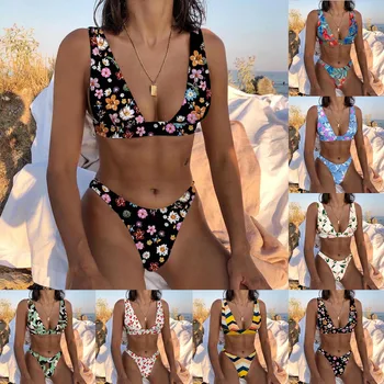 Moterų Aukšto Juosmens Bikini Push Up Bikinis Spausdinti Maudymosi Kostiumėlį Moterų Paplūdimio Rankšluosčiai Mergina Valdybos Šortai Dydis
