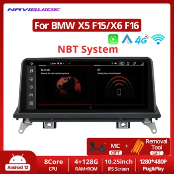 NAVIGUIDE 10.25 Colių Android 12 Automobilio Radijo BMW X5 F15 X6 F16 2013-2017 NBT Sistema CarPlay Stereo Multimedia Player Auto GPS