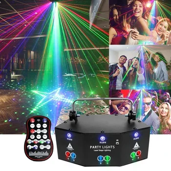 Naktinio Klubo scenos šviesos 9 akis lazeriu LED projektorius lazer disco šviesos DJ įranga šalis apšvietimas namuose