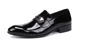 Nauja stiliaus Aukšto viršų nurodė, kojų, rankų darbo, juodos spalvos suknelė, batai, lakinės odos vyrai verslo batai mados slydimui dėl vestuvių batai