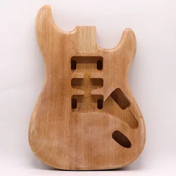 Nebaigtas raudonmedžio medienos gamtos spalvos elektrinė gitara kūno jokių dažų 