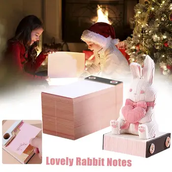 Omoshiroi Blokuoti 3D Notepad Cute Bunny Pažymi, Trys - Popieriaus Kiškis Pažymi, Matmenų Stalo Reikmenys Apdailos Memo Pad Kawa D3X4