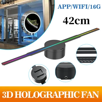 P. 42 3D Reklama Projektorius Wifi Led Ženklas Holografinis Lempų Grotuvo Nuotolinio Reklamuoti Rodyti 3D Ventiliatorius Holograma Projektoriaus Šviesos Logotipas