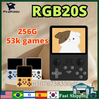 POWKIDDY RGB20S Delninis Žaidimų Konsolės Dual Kreiptuką 3.5 Colių IPS Ekranas Atviro kodo Sistema Retro Vaizdo Žaidimų Žaidėjas Vaikų Dovanų