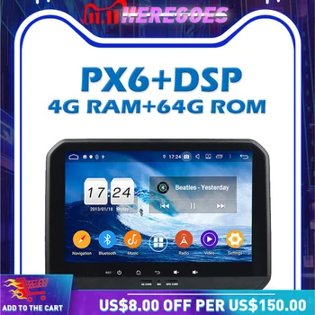 PX6 DSP IPS Android 10.0 64GB ROM + 4GB Automobilio DVD Grotuvas GPS, 
