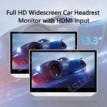 Pagalvėlės ekranas Ekranas Android 9.0 12V HDMI Automobilių TV Player 13.3 colių Jutiklinis Ekranas,, BT, 
