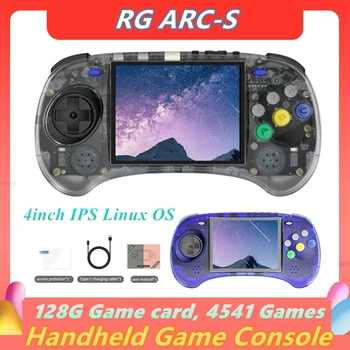 RG ARC-S Delninis Žaidimų Konsolės 128G 4Inch IPS Linux OS Šešių Mygtuką Dizaino Retro Vaizdo Grotuvai Parama Laidinio Rankena