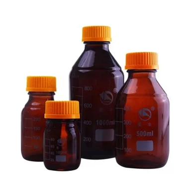 Reagento Rudos spalvos Butelis Rinkiniai Boro 3.3 Lab Borosilikatinio Stiklo GL45 Oranžinės spalvos Užsukamu