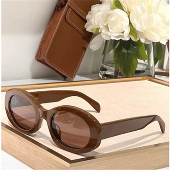 Ruda acetatas akiniai nuo saulės prabangos prekės ženklo moterys ovalo formos akinius, originalioje pakuotėje