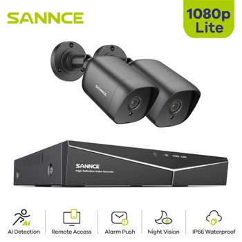 SANNCE 1080P 5-in-1 TVI Kulka Kamera, Naktinio Matymo Vandeniui Saugumo Sistema 4CH 1080N DVR Stebėjimo Vaizdo įrašymo Rinkinys
