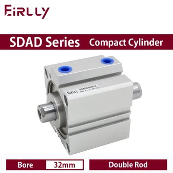 SDAD serijos Dvigubas lazdele Kompaktiškas kuro sąnaudos 32mm insulto 5~100mm SDAD32X10 SDAD32X20-B SDAD32X60-S SDAD32X25-S-B