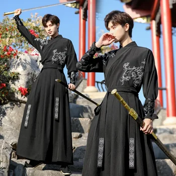 Senovės Kinų Suknelė Hanfu Vyrų Tradicinio Siuvinėjimo Suknelės Stiliaus Kinijos Kovos Menų Cosplay Kostiumų Kimono Studentų Vienodas
