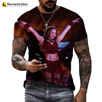 Shakira 3D Spausdinti marškinėliai Moterims/Vyrams Mados Vasaros trumpomis Rankovėmis T Marškinėliai Atsitiktinis Drabužių Streetwear Viršūnes 6XL