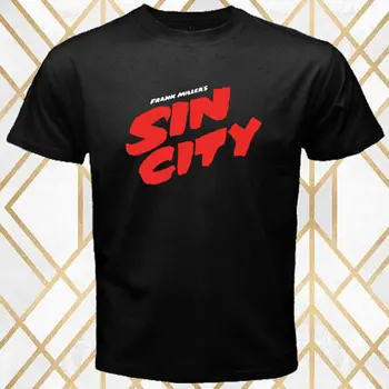 Sin City Classic Retro Filmas Logotipą, vyriški Juodi Marškinėliai Dydis: S - 3XL