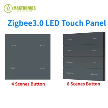 Smart 100-240VAC Zigbee 3.0 stiprumą 4/8 Mygtuką prie Sienos tvirtinamas Touch Panel Per Tuya APP Scena Priminti, LED Žibintai