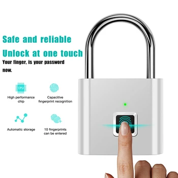 Smart Keyless USB Įkrovimo pirštų Atspaudų atsparumas Vandeniui Durų Užraktas AntiTheft Saugumo Spynos Įkrovimo Greitai Atrakinti Cinko Lydinys Lustas