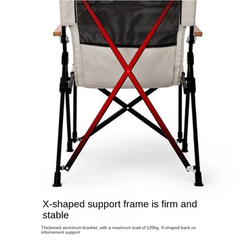 SunnyFeel lauko kempingas sulankstomoji kėdė aliuminio lydinio lauko stovykloje aukštas atgal kėdė iš medžio masyvo reguliuojamas recliner