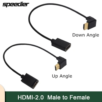 Super Minkštas Aukštyn Žemyn Kampu HDMI Suderinamus Vyrų ir Moterų HDMI-2.0 HDTV 4K Hd lengvi Nešiojamieji SLR Fotoaparatas Trumpas, Plonas Kabelis