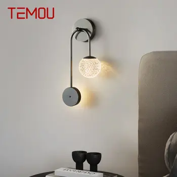 TEMOU Šiuolaikinio Juoda Vario Šalia Lempa LED 3 Spalvų Gražių Kūrybinių Sconce Šviesos Namuose Lova Kambario Dekoro