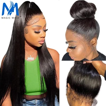 Tiesiai Visiškai Nėrinių Žmogaus Plaukų Perukai 30 36 Colių HD Skaidrus Nėriniai Priekinės už juodaodžių Moterų Brazilijos Remy Plaukų PrePlucked