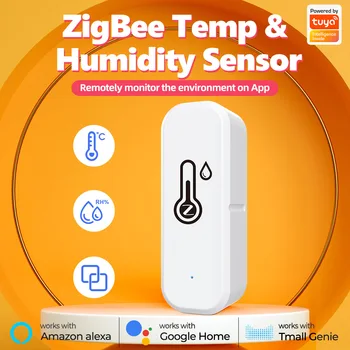 Tuya ZigBee WiFi Temperatūros ir Drėgmės Jutiklis Protingo Namo Patalpų Drėgmės Jutiklis Veikia su Alexa, Google 