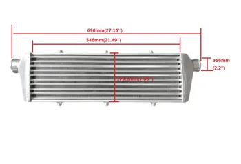 Universalus Priekiniai Mount Aliuminio radiatorius intercoolerio 690*208*69mm ,56mm Įleidimo/Išleidimo Didelis Srautas Šviesos Svorio Turbo Super Įkroviklis Sistema