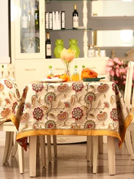 Valgomojo stalas, medžiaga, kaimo stiliaus audiniai, meno staltiesė, arbatos stalo