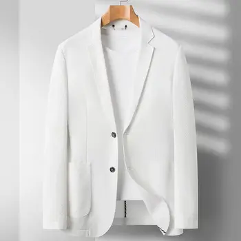 Vasaros 2023 naujas produktas seersucker plonas kostiumas mygtuką striukė tendencija vyriški drabužiai vyrams, drabužiai