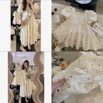 Vasaros Vaikų Ir Tėvų Nėrinių Suknelė Korėjos Stiliaus Motina-Dukra Atitikimo Apranga, Madingi Kvėpuojantis Odos Draugiškas Nėrinių Apvadu