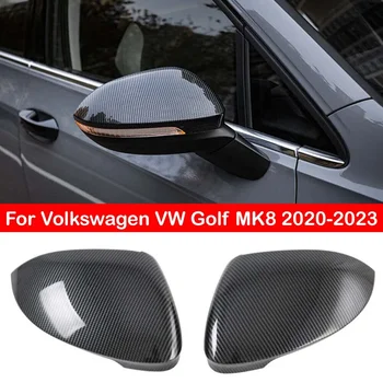 Volkswagen VW Golf MK8 2020-2023 Automobilio galinio vaizdo Šoniniai Veidrodėliai Dangtelio Lipdukas Sparno Bžūp Išorinių Durų Apdaila Atveju Anglies Pluošto Atrodo