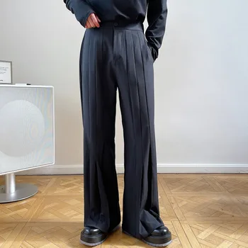 Vyriški Puoštas Flare Kelnės vientisos Spalvos Atsitiktinis Poilsiu Prarasti Mados Tiesios Kelnės Vyrams Streetwear korėjos Stiliaus Ilgas Kelnes
