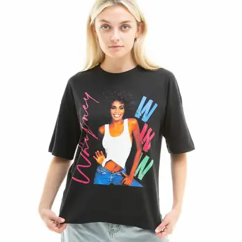 Whitney Houston Ponios T-shirt 80s Negabaritinių Juoda S-XL Oficiali
