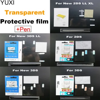 YUXI 2/5/10VNT Už 2DS 3DS Naujas 2DS/3DS XL LL LCD Screen Protector, su Plunksna Paliesti Pen Viršuje, Apačioje HD Aiškiai Apsauginės Plėvelės