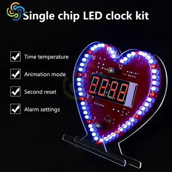 Širdies Formos 4 Skaitmenų PASIDARYK pats Laikrodis Rinkiniai su LED Žibintai, SMT SMD Litavimo Praktikos Rinkinys 